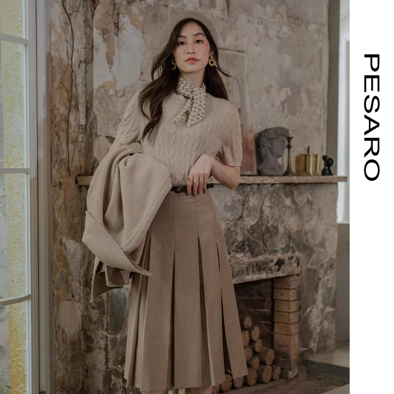 PESARO休闲A版长百褶裙3209-8002