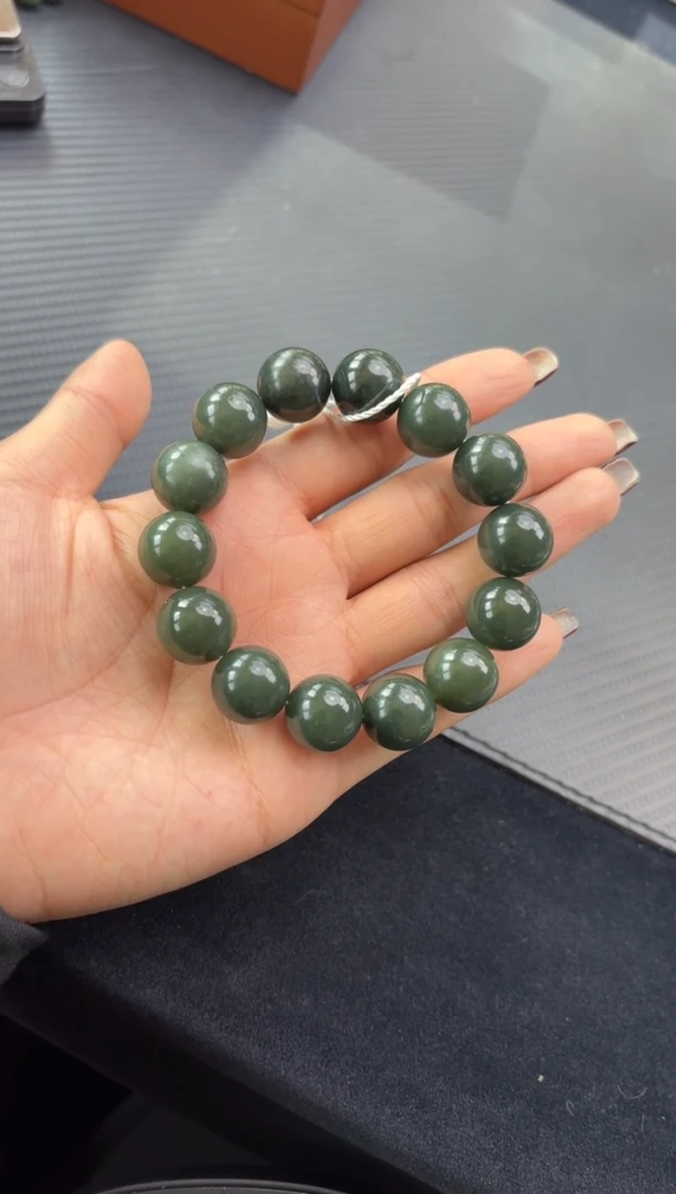 未镶嵌手串和田玉若羌微色差糖青黄口卡15手串