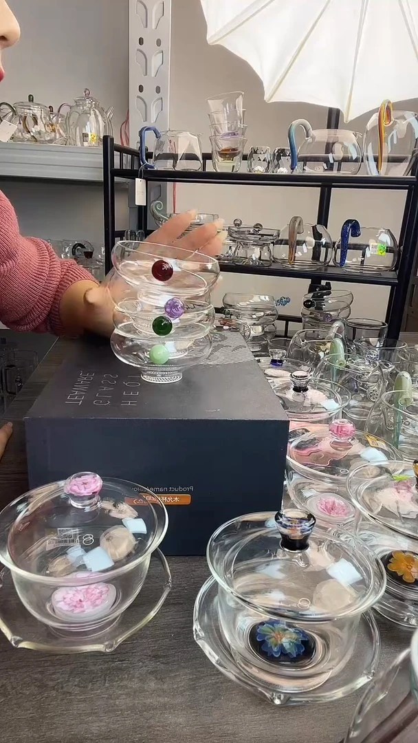 手工艺品玻璃禾器 茶漏浅紫 普通盒