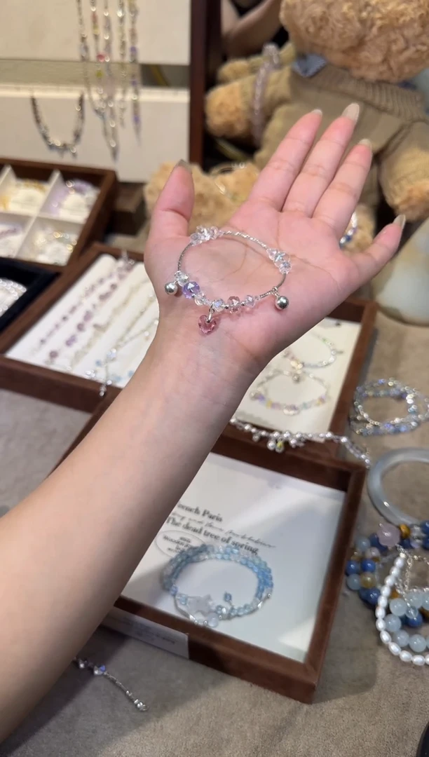 银S925镶嵌手链水晶心动少女