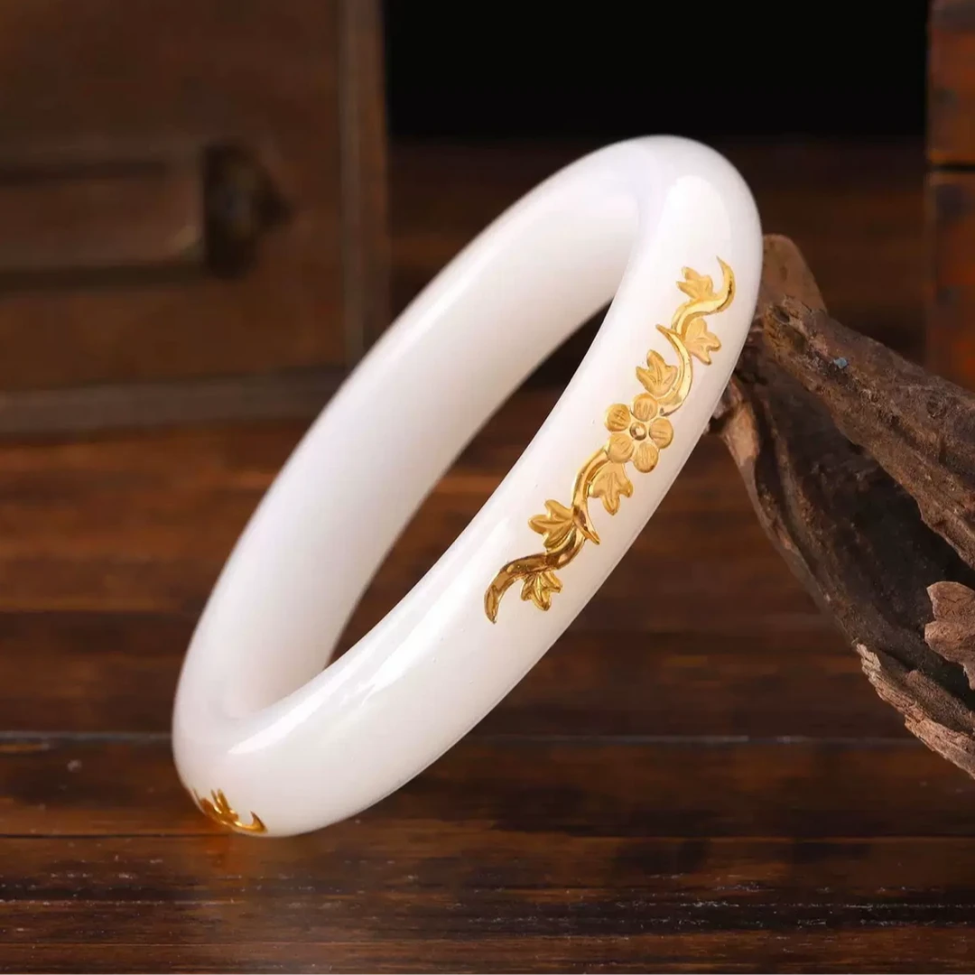 【金鑫福-珠宝】和田玉  足金手镯