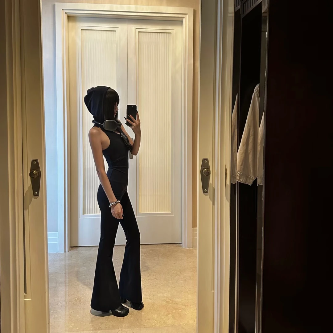 【超模微喇裤】显腿直女早秋新款瑜伽裤外穿黑色高腰显瘦垂感喇叭裤