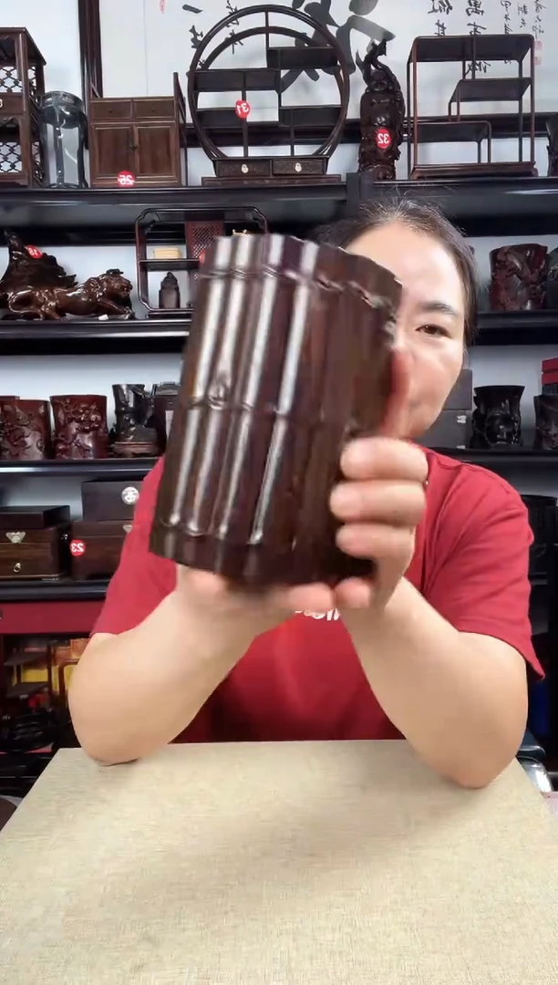 木竹节笔筒老李红木工艺品