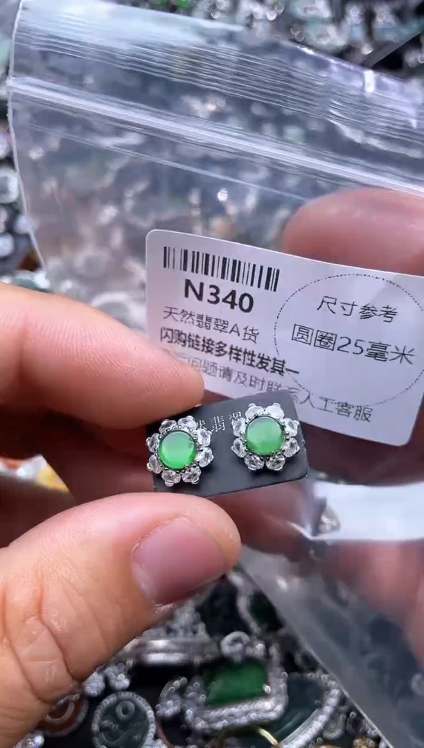 【闪购商品】翡翠颈饰未镶嵌N340耳钉
