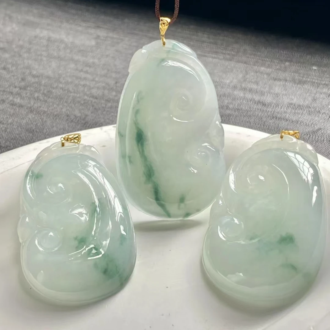 冰润美感如意 天然A货翡翠18K金