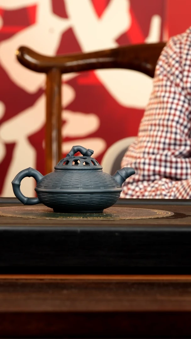 【闪购商品】紫砂茶壶YJB 绿泥 镂空竹编 280cc