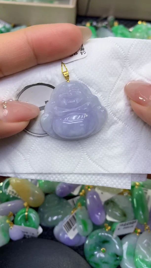 颈饰18K金镶嵌翡翠天然缅甸A货翡翠