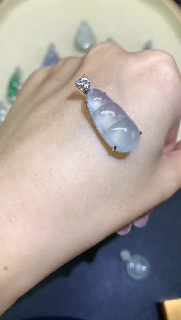 翡翠18K金镶嵌吊坠(不含链)吊坠A87|