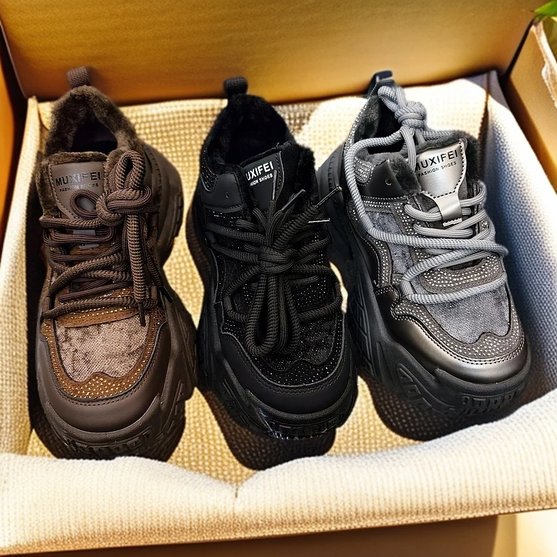 F05增高百搭时尚休闲鞋女鞋韩版鞋子网红秋冬加厚防滑冬季45