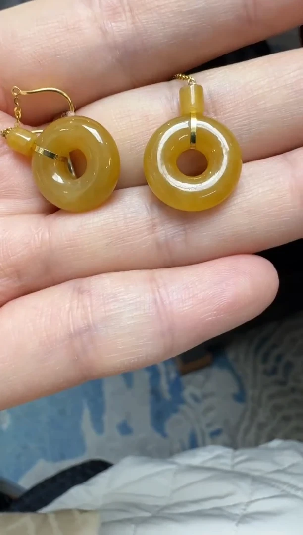 【闪购商品】翡翠耳饰18K金镶嵌缅甸翡翠A货耳饰