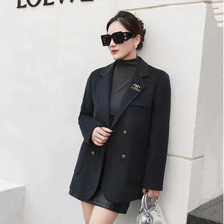 双面羊毛春装新款女装百搭休闲洋气百搭休闲洋气百搭西服外套女