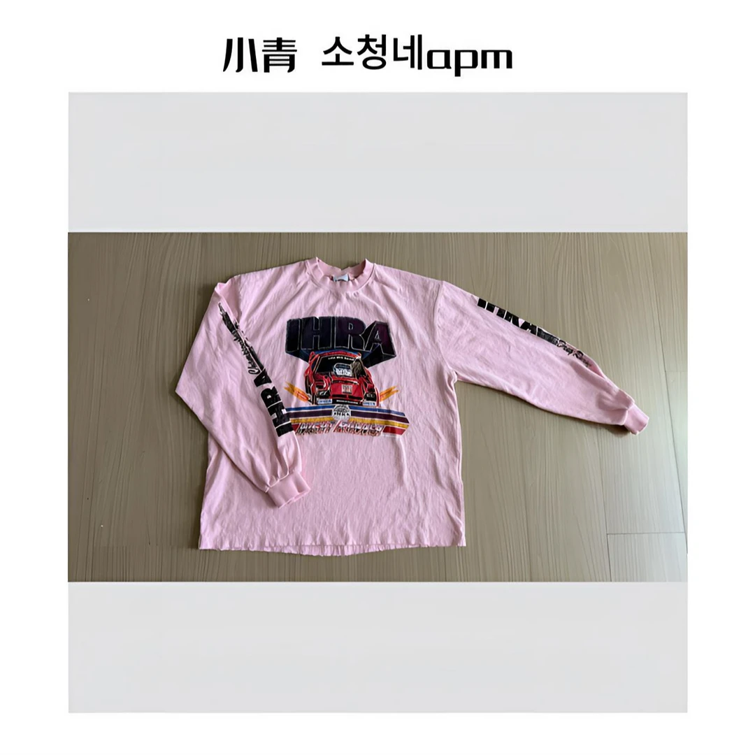 韩国东大门 公鸡/IHRA袖子字母汽车T恤