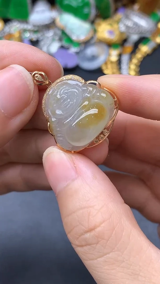 颈饰18K金镶嵌翡翠158-中国好珍宝