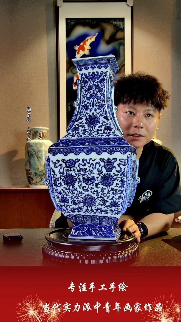 摆件景德镇陶东方艺术作品花瓶摆件瓷板画