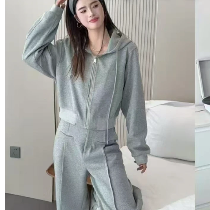 【锦衣服饰】X 6303两件套连帽拉链运动套装