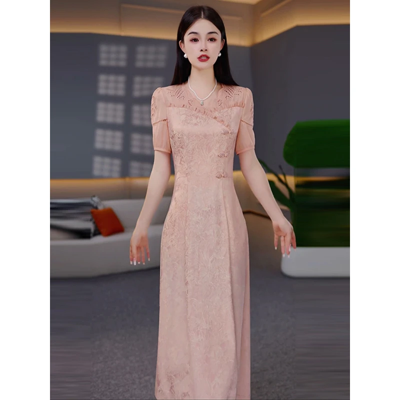 新中式改良旗袍连衣裙女2025夏季新款中年妈妈装时尚高端中长裙子