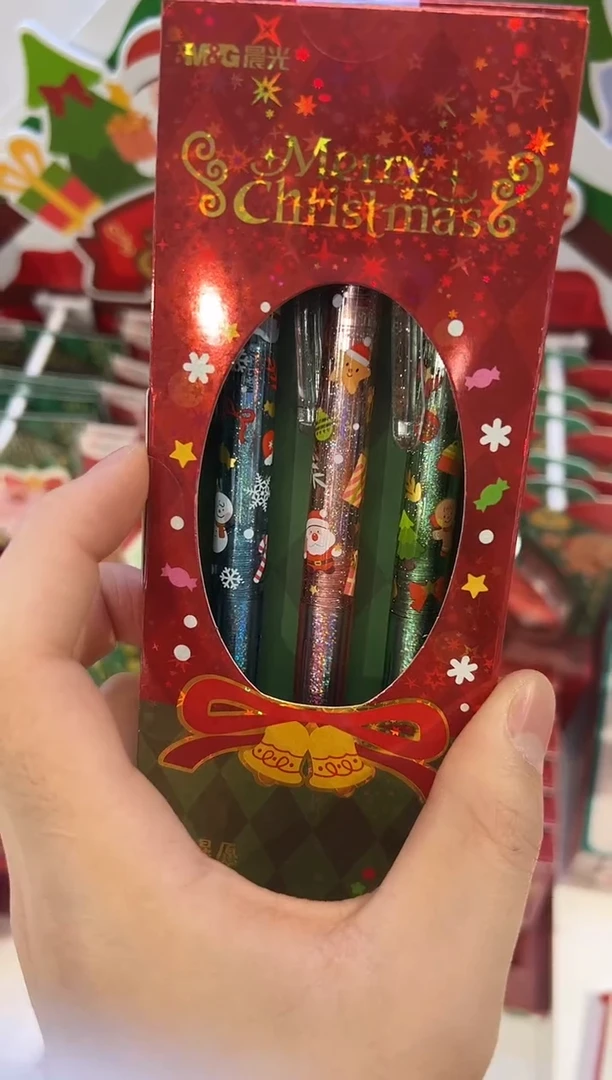 3色彩色中性笔  晨光圣诞星愿j架装彩色中性笔3支装AGPH560K