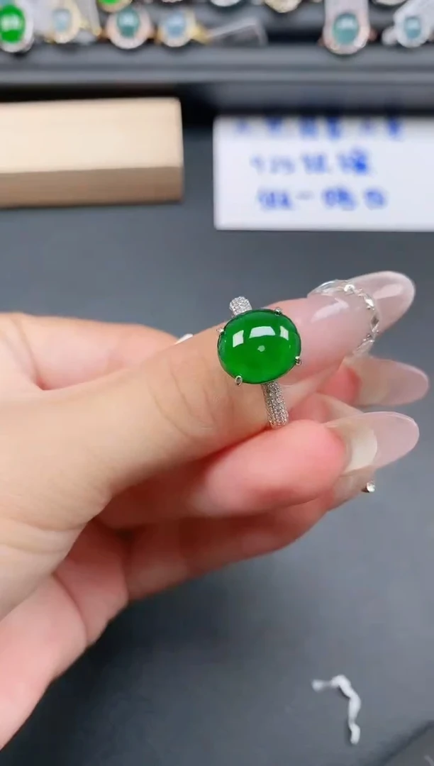 银S925镶嵌戒指翡翠11