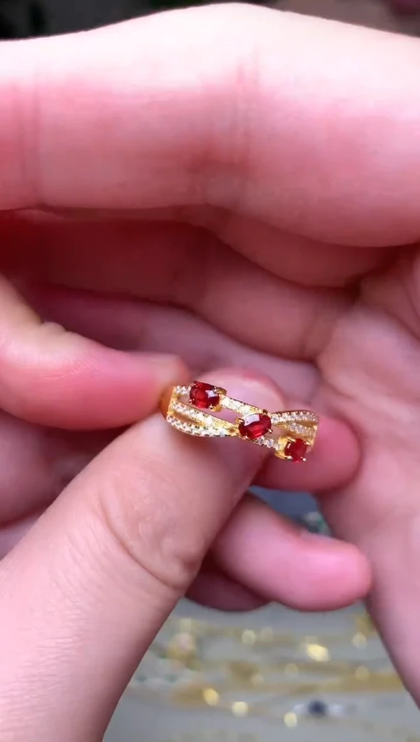 戒指蓝宝石银S925镶嵌戒指