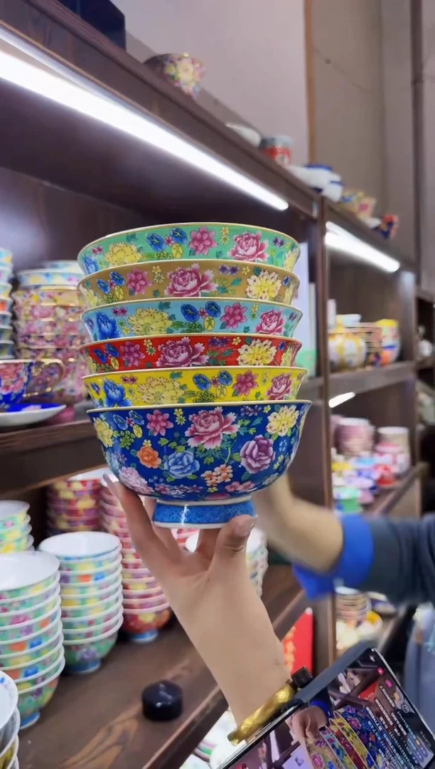 珐琅6英寸面碗6个景德镇陶瓷