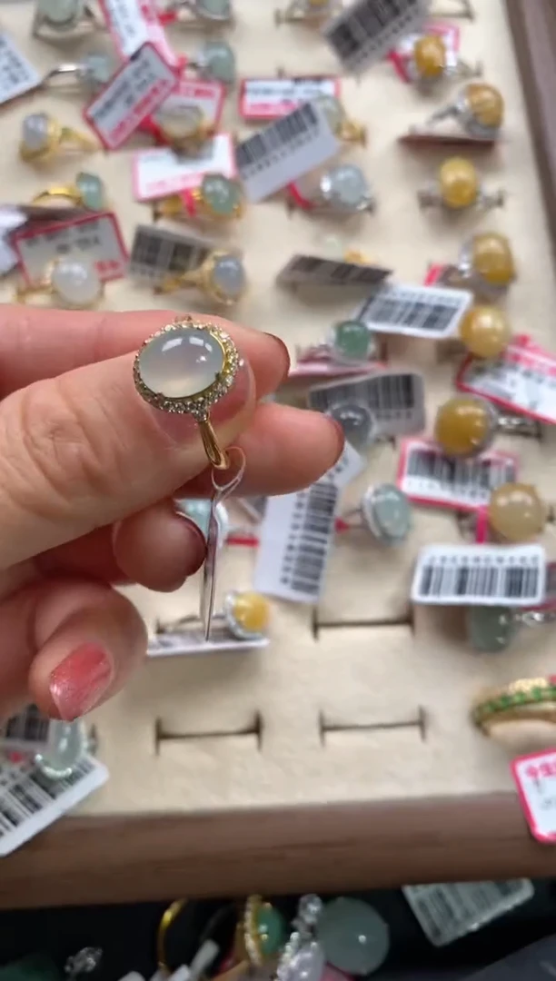 【闪购商品】翡翠戒指银S925镶嵌111111   8