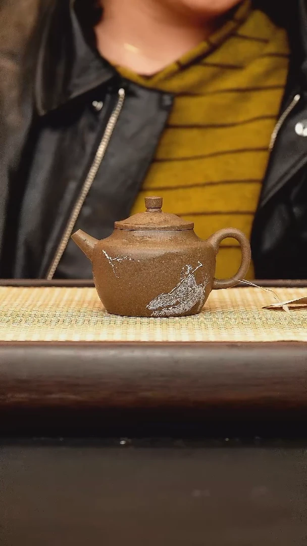 茶壶紫砂蟹壳青 禅茶一味 220cc