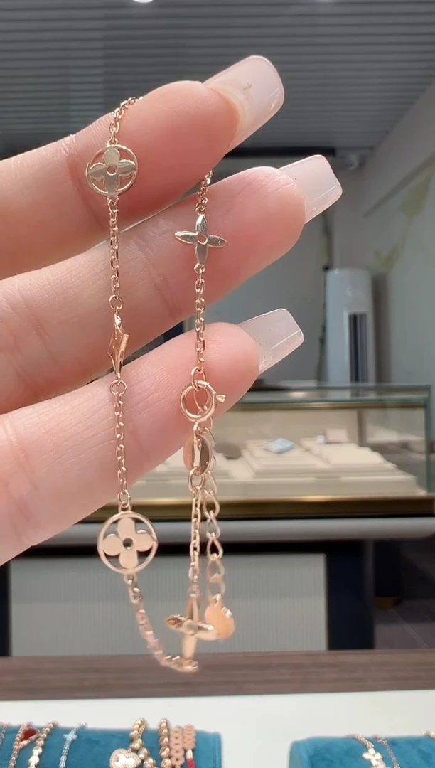 【闪购商品】18K金手链卡链老花手链K红