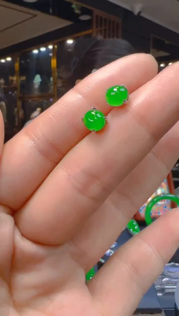 银S925镶嵌翡翠耳饰004(多样性发货发其一)