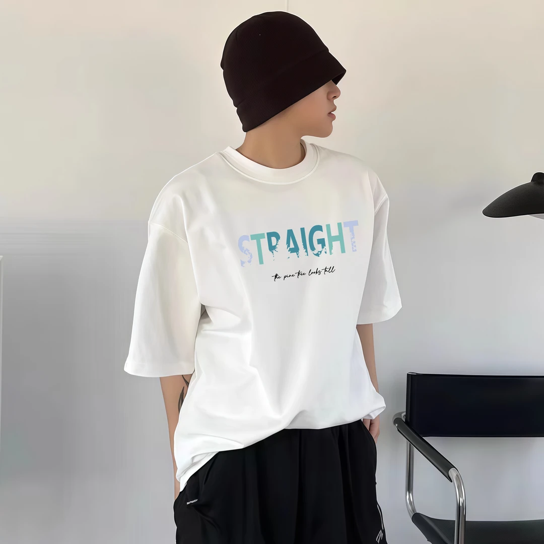 【重磅纯棉】美式高街纯棉短袖T恤2025年新版宽松百搭短袖纯棉T恤
