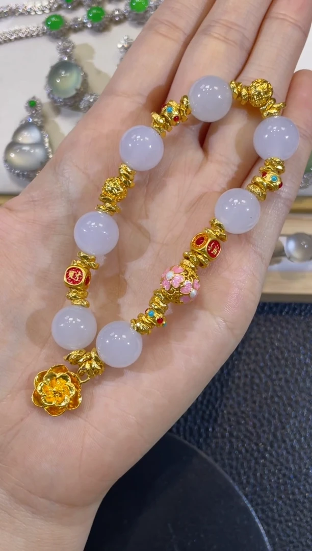 颈饰足金镶嵌翡翠团购17