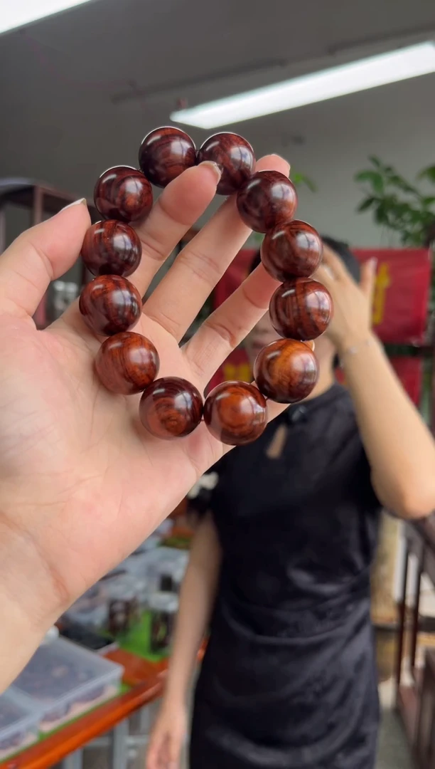黄花梨/降香黄檀2.0水波纹海南黄花梨手串（1380）