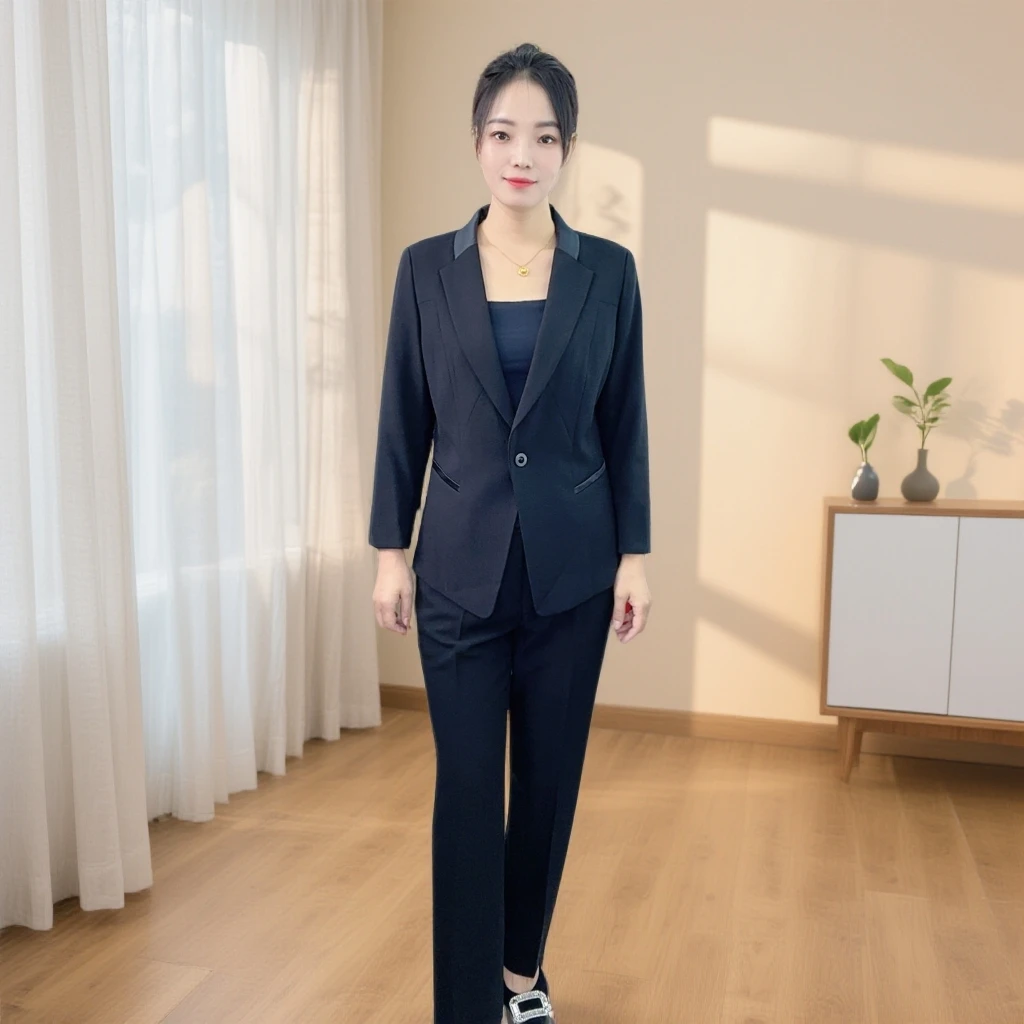 1210西装套装修身极简风西服平驳领轻职风西装显瘦正装西服工作服