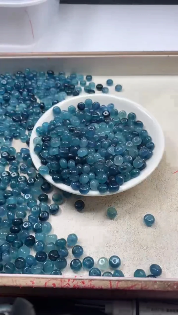 【闪购商品】玛瑙/玉髓颈饰未镶嵌w2054冰飘蓝水算盘8*5mm*30颗