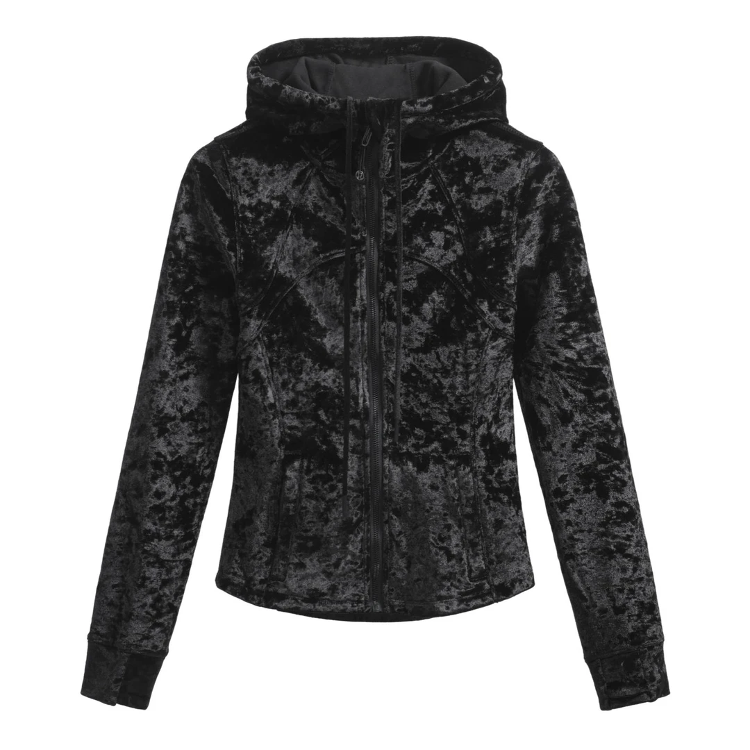 HNIH石艺2024秋冬新款丝绒加厚连帽长袖拉链小众707休闲上衣外套