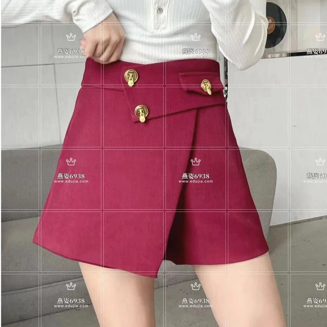 2024时尚秋冬新款洋气立体阔腿裤短裤裙女6938