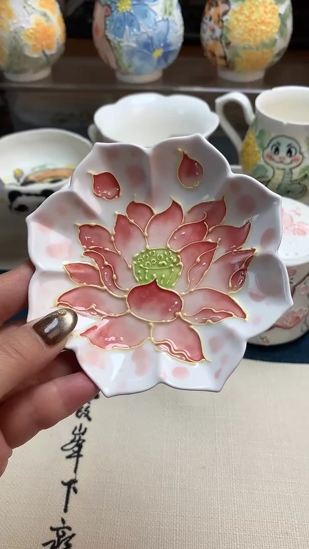 一味*手绘荷花陶瓷件号
