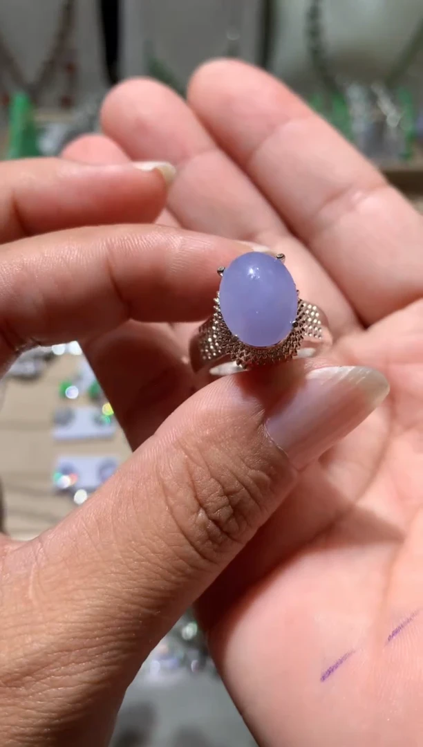 未镶嵌翡翠耳环紫罗兰铜托戒指