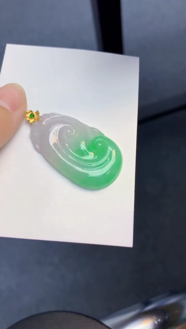 颈饰18K金镶嵌翡翠天然缅甸A货翡翠百元以上9元证书费自理