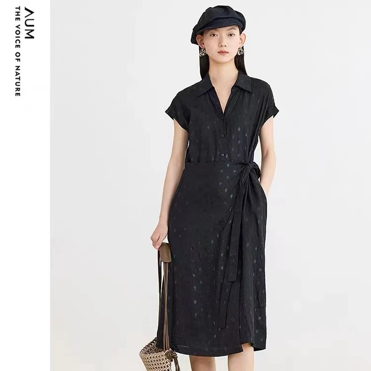 【晨晨甄选】AUM烫膜印花粼光波点女士连衣裙MCEG20326