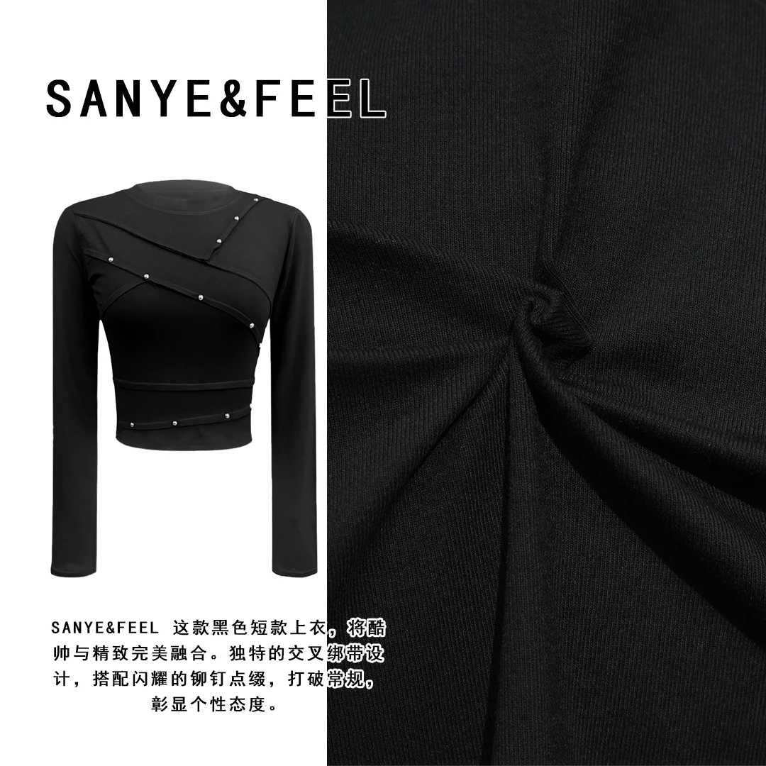 sanye&feel/妍三也【气场全开】秋季新款铆钉辣妹修身上衣53059YX