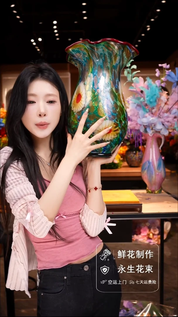 瓶琉璃手工花器花束空运包邮送货上门-以图片为准