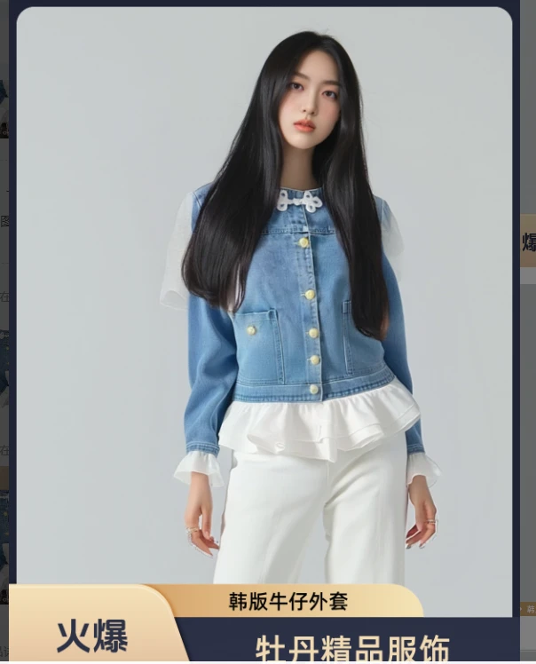 主播推荐701~750潮流百搭宽松显瘦复古韩版牛仔外套男女四季款