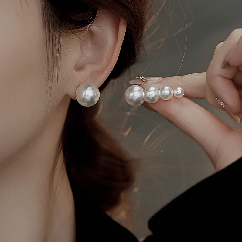 非金属仿珍珠耳饰 925银针施家珍珠耳钉女轻奢气质时尚优雅耳饰