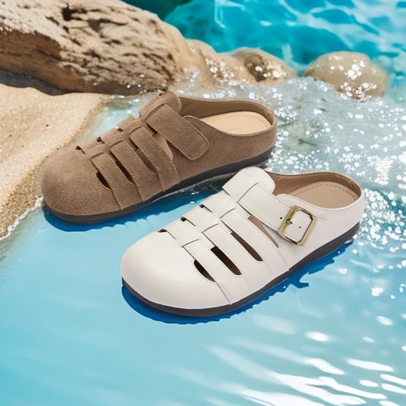 热风正品2025年新款流光风女士包头穆勒鞋时尚休闲鞋H36W25110