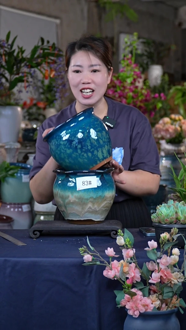 微瑕紫砂花盆高18口20