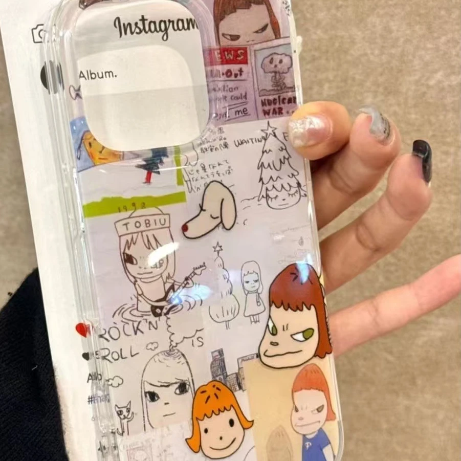 奈良美智苹果手机壳适用于11至16ProMax双层IMD防摔全包TPU透明涂