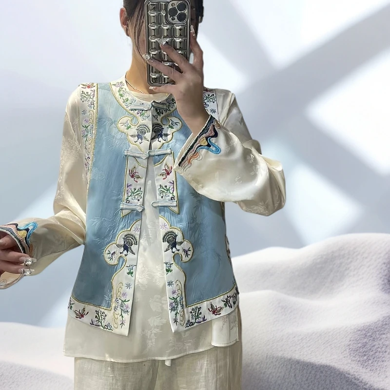 重工刺绣小衫改良旗袍外搭高端唐装女汉服复古国风新中式盘扣上衣