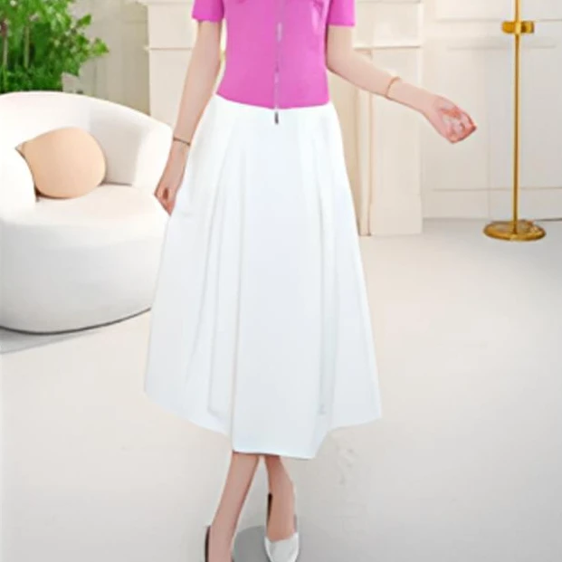NEXY.CO/奈蔻半裙|白色|中长款|显瘦|气质|小个子|夏季|XW01434V0