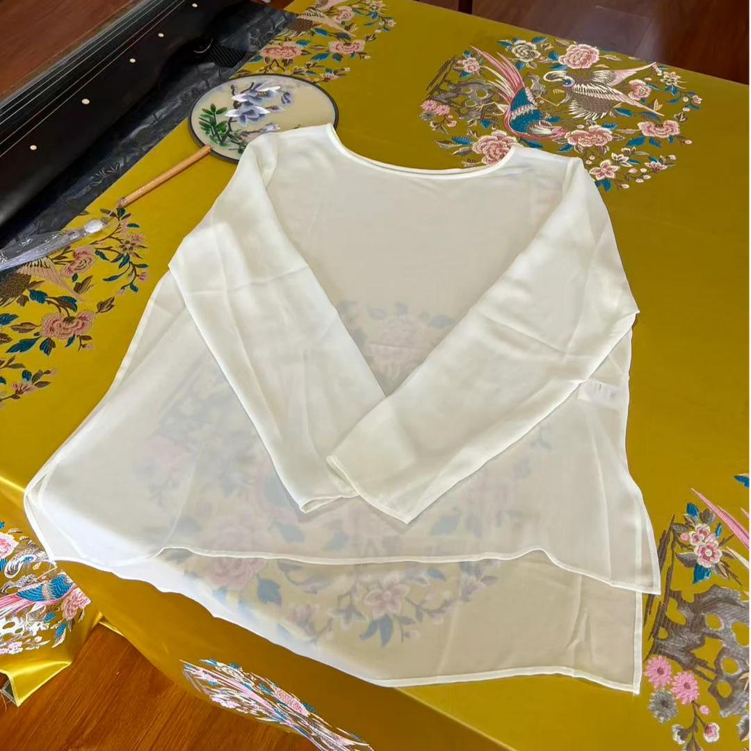 云岫轻罗丨新中式丨清雅透纱圆领清汉女上衣