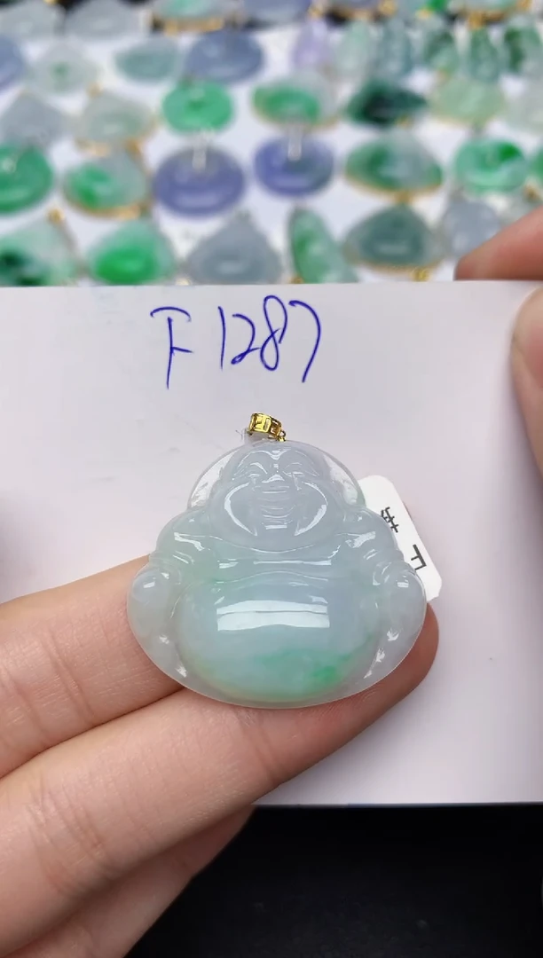 颈饰18K金镶嵌翡翠天然缅甸A货翡翠百元以上9元证书费自理